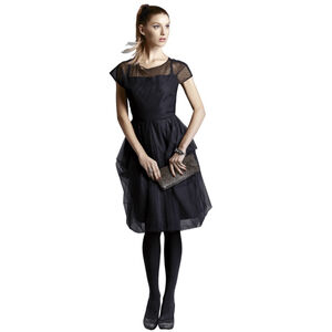Lundström Collection Black Mesh Tulle Sheer Cocktail Dress Vintage Inspired 8-10